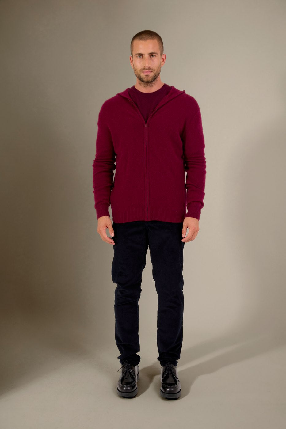 Kapuzen-Strickjacke mit Reißverschluss Eldo – Bordeaux