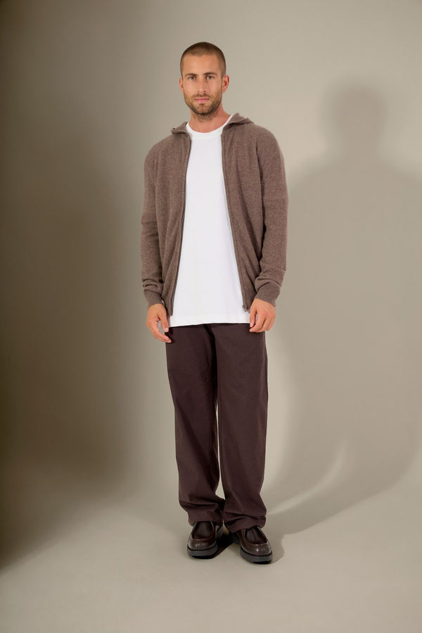 Gilet Zippé Capuche Eldo - Taupe Chiné