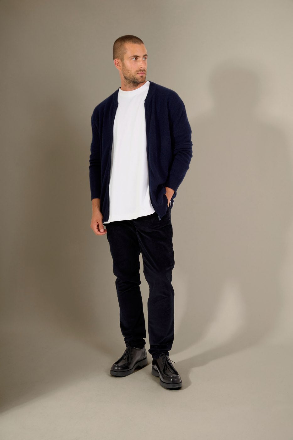 Strickjacke mit Stehkragen und Reißverschluss Ramon – Marineblau
