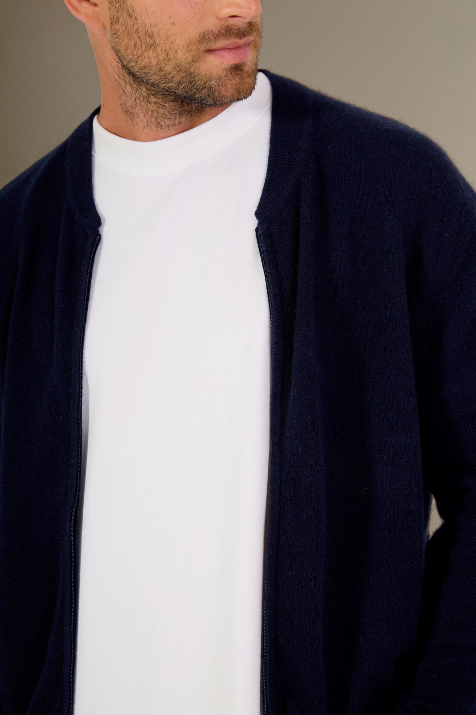Strickjacke mit Stehkragen und Reißverschluss Ramon – Marineblau