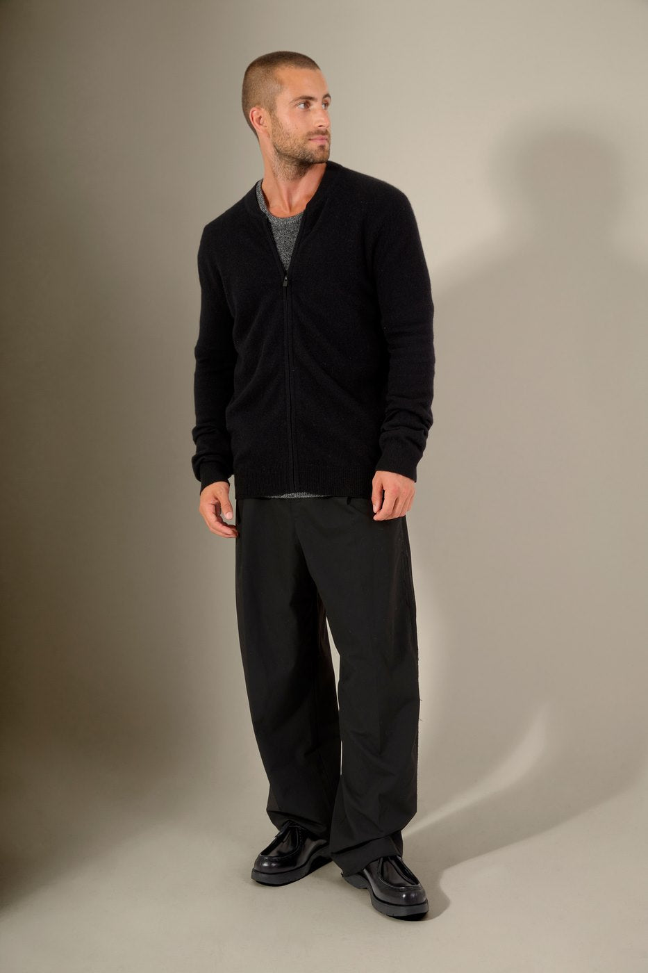 Chaqueta con Cremallera y Cuello Mao Ramon - Negro
