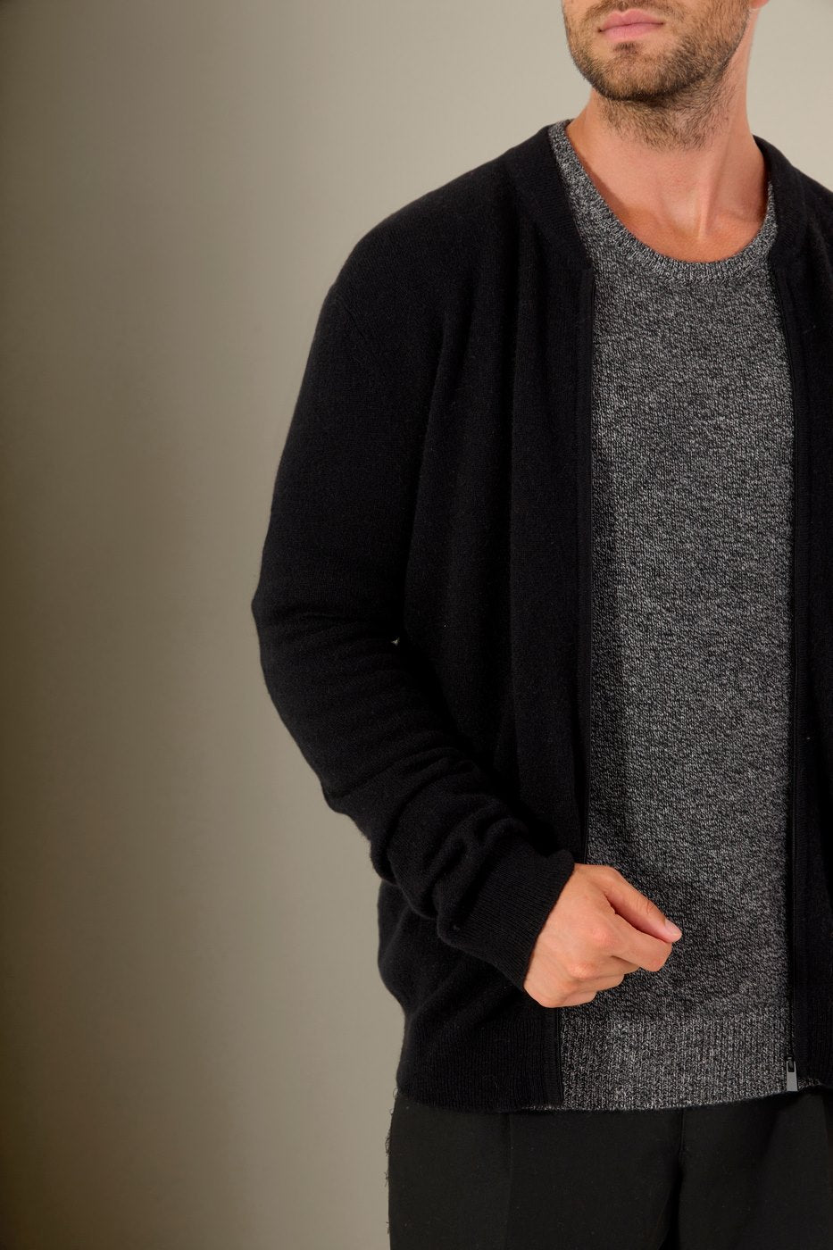 Chaqueta con Cremallera y Cuello Mao Ramon - Negro