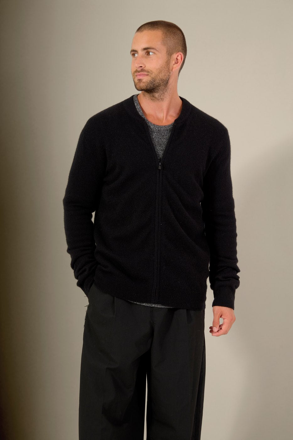 Chaqueta con Cremallera y Cuello Mao Ramon - Negro