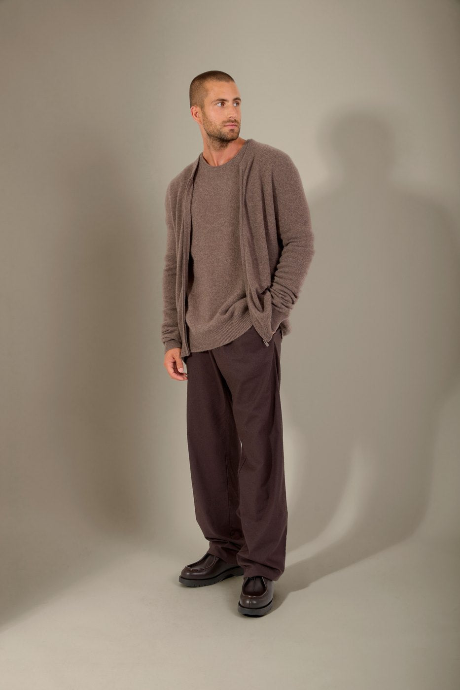 Gilet con zip e collo alla coreana Ramon - Grigio talpa mélange