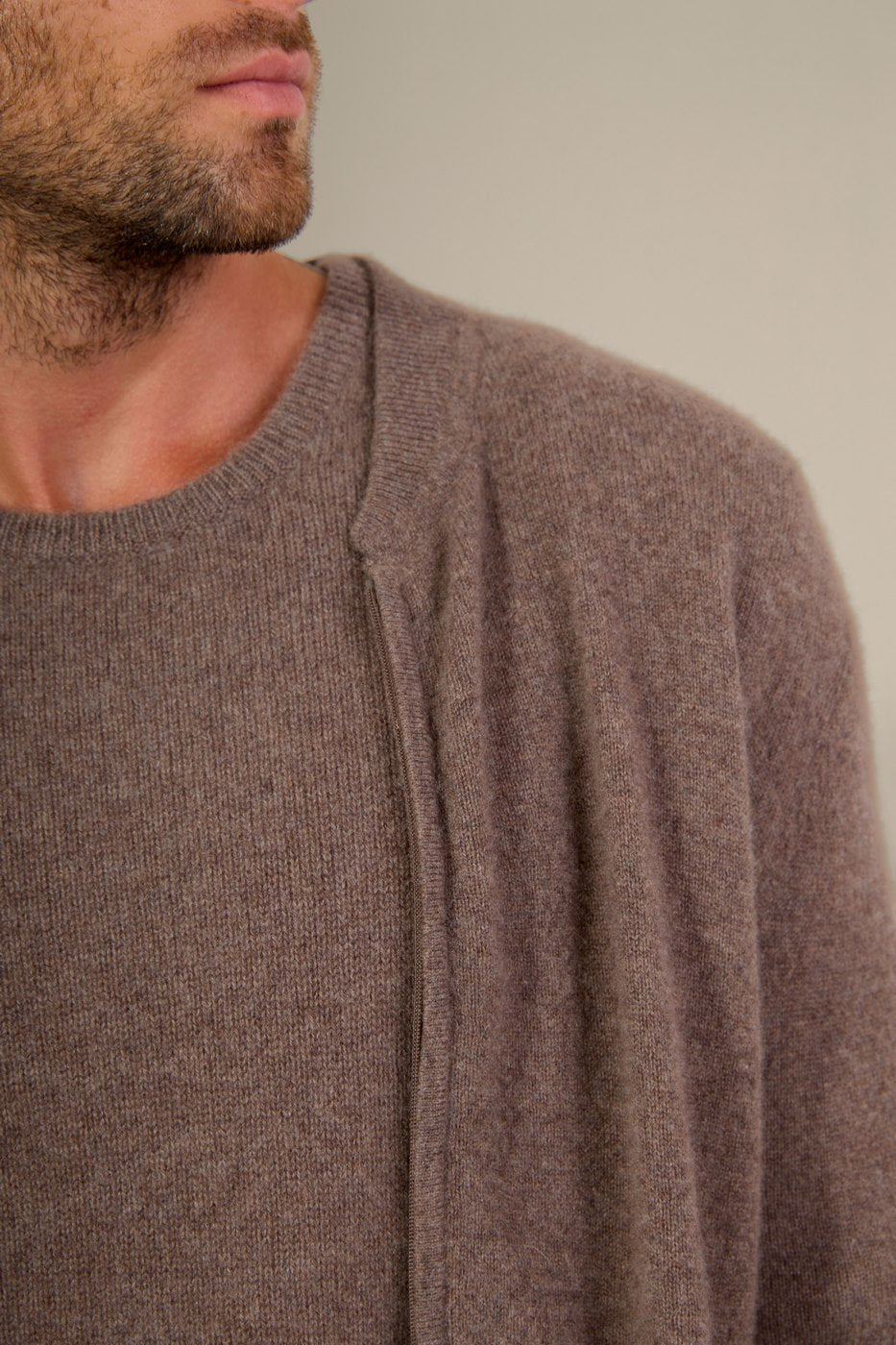 Gilet con zip e collo alla coreana Ramon - Grigio talpa mélange