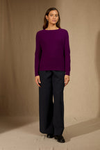 Pull Col Rond 4 Fils - Oceane - Prune