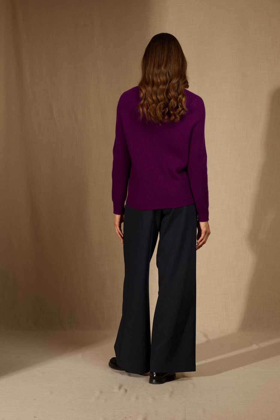 Pull Col Rond 4 Fils - Oceane - Prune