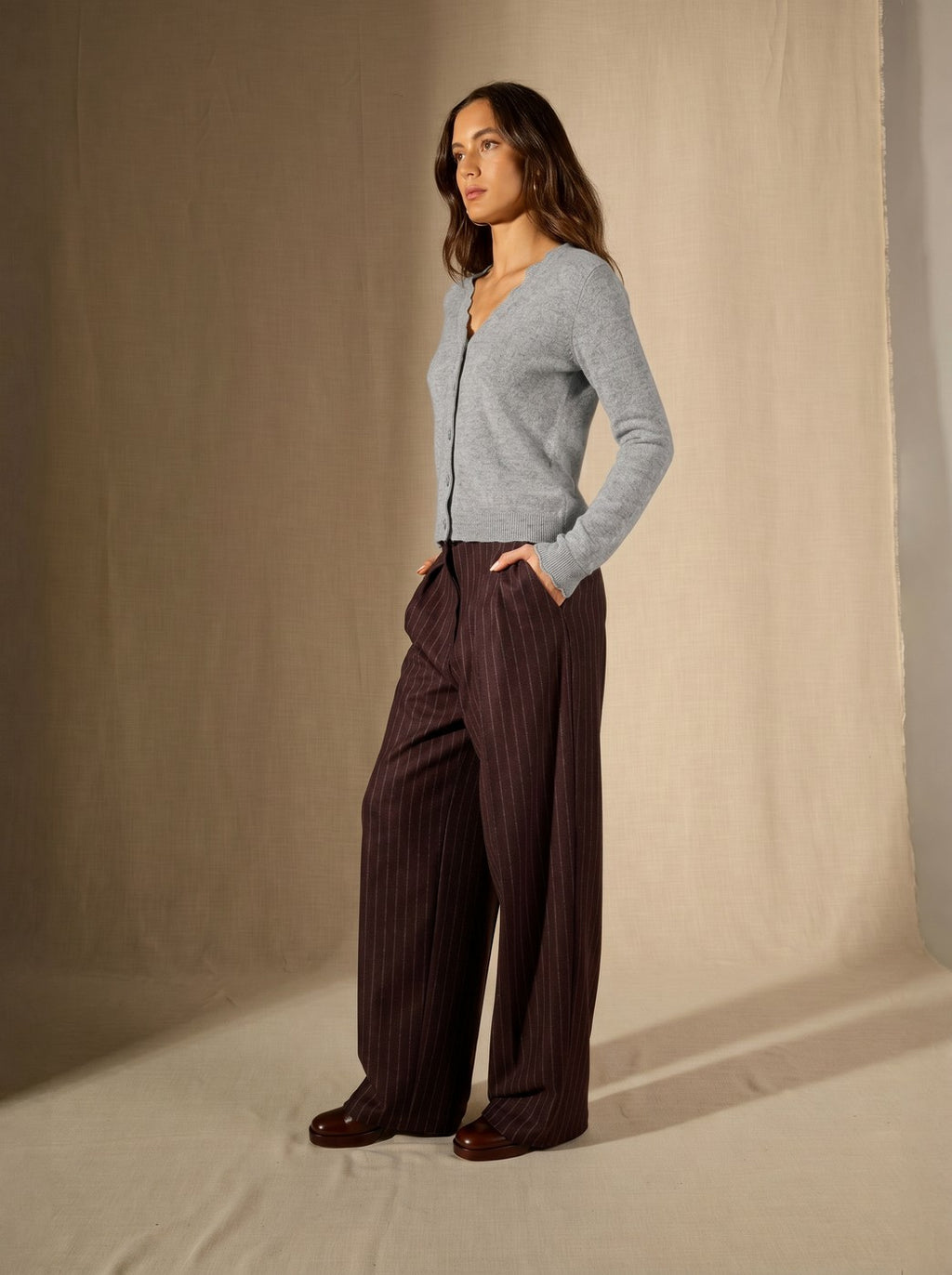 Cardigan Col V Leora - Nuage Chiné