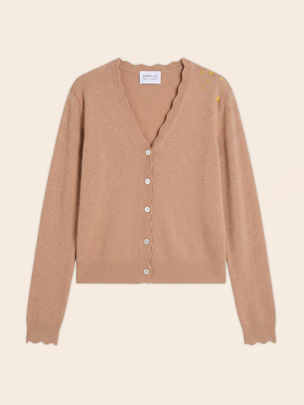 Cardigan Col V Leora - Camel Chiné