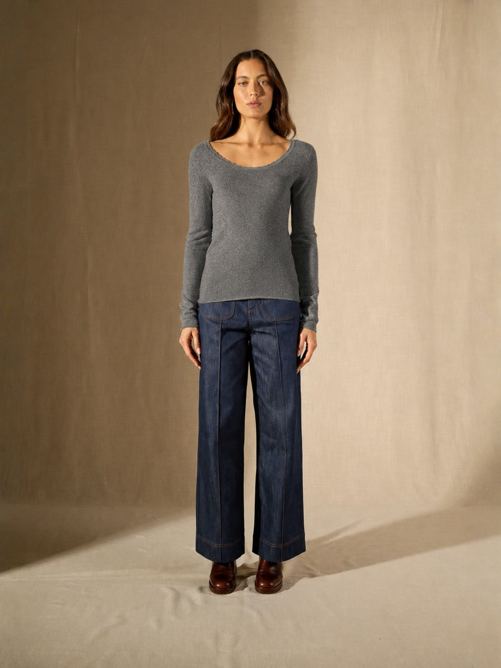 Pull Col Bateau Cylena - Anthracite Chiné