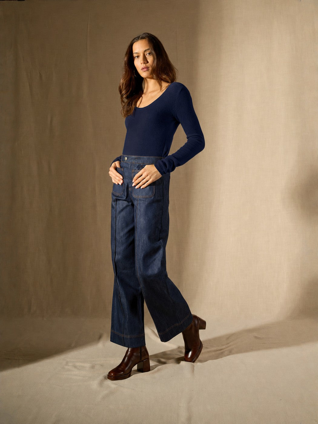 U-Boot-Ausschnitt-Pullover Cylena – Marine