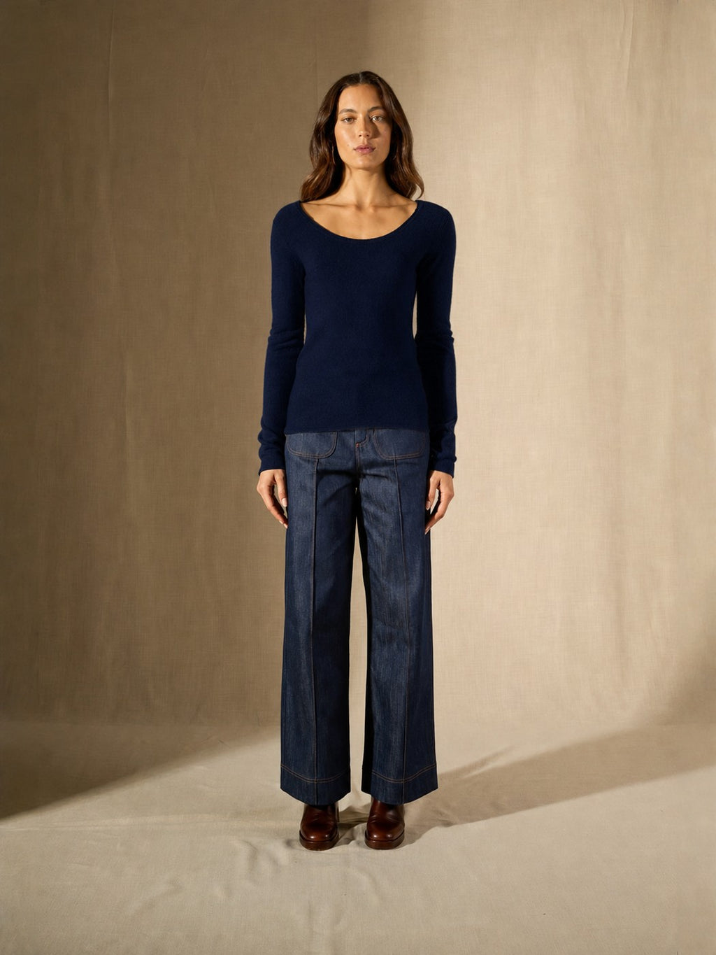 U-Boot-Ausschnitt-Pullover Cylena – Marine
