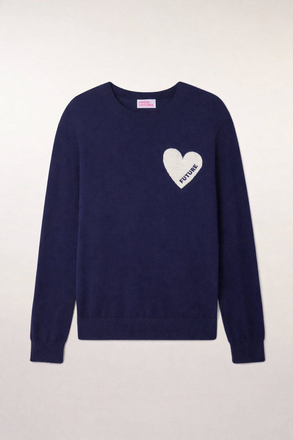 Jersey con cuello redondo y corazón - Azul marino