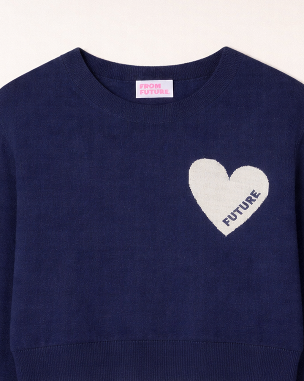 Jersey con cuello redondo y corazón - Azul marino