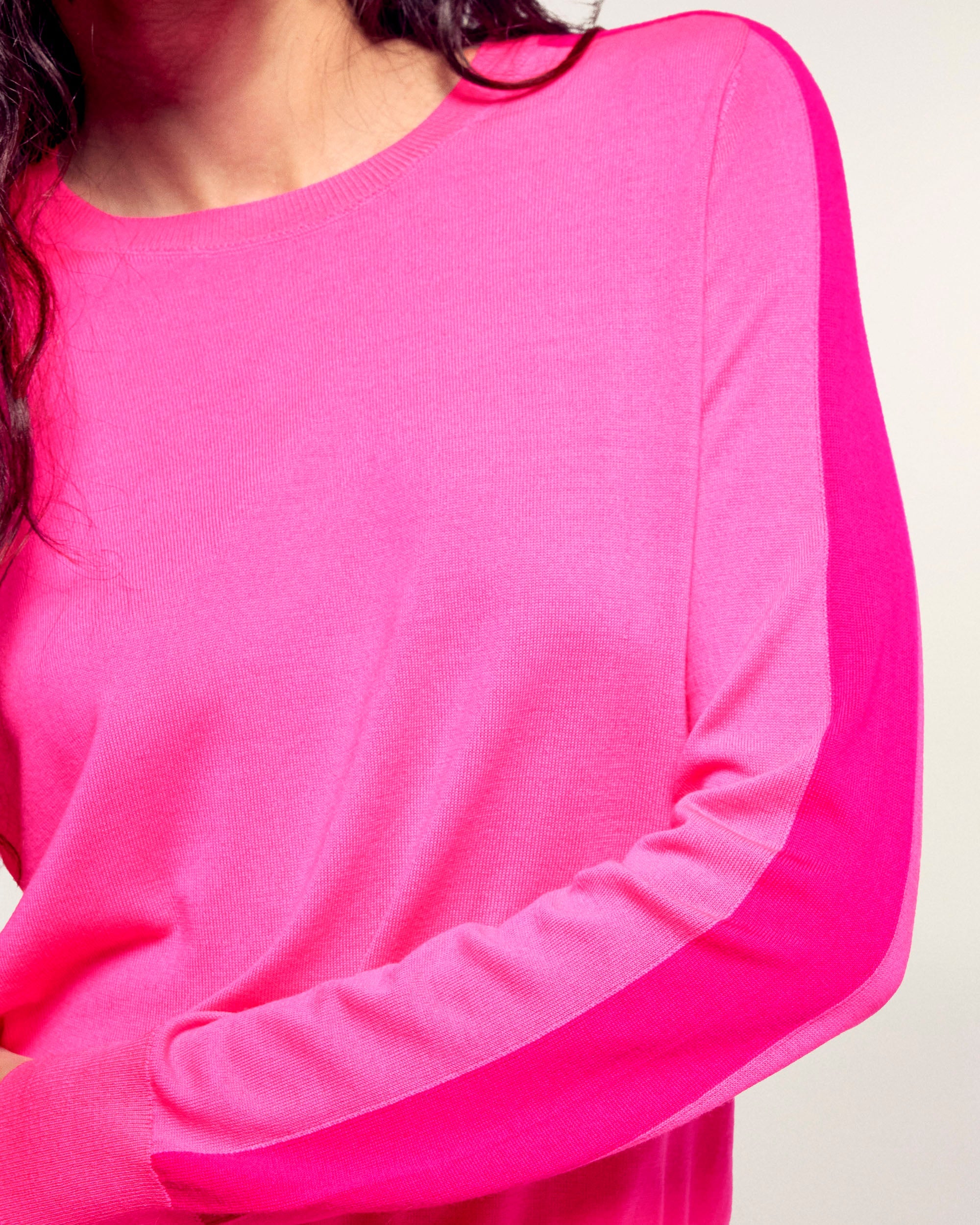 Jersey De Rayas Con Cuello Redondo - Amor Rosa