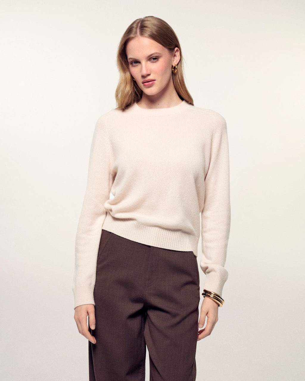 Pull Col Rond Coeur Jacquard - Sable