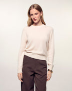 Pull Col Rond Coeur Jacquard - Sable