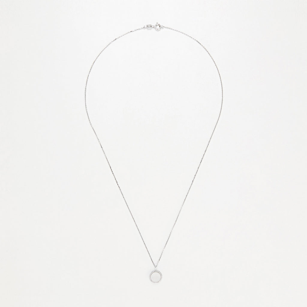 "Round Mother-of-Pearl" Pendant D0.08/28 &amp; Mother-of-Pearl - 375/1000 White Gold