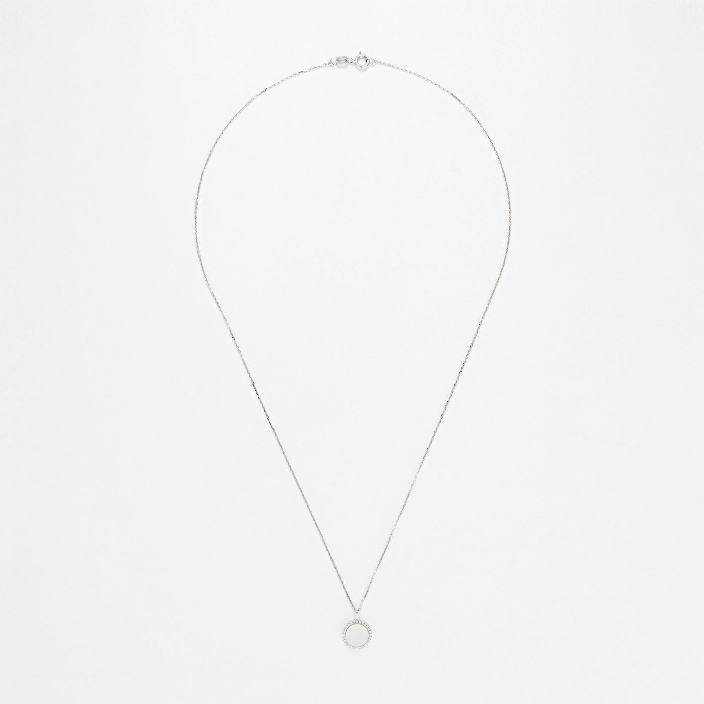 "Round Mother-of-Pearl" Pendant D0.08/28 &amp; Mother-of-Pearl - 375/1000 White Gold