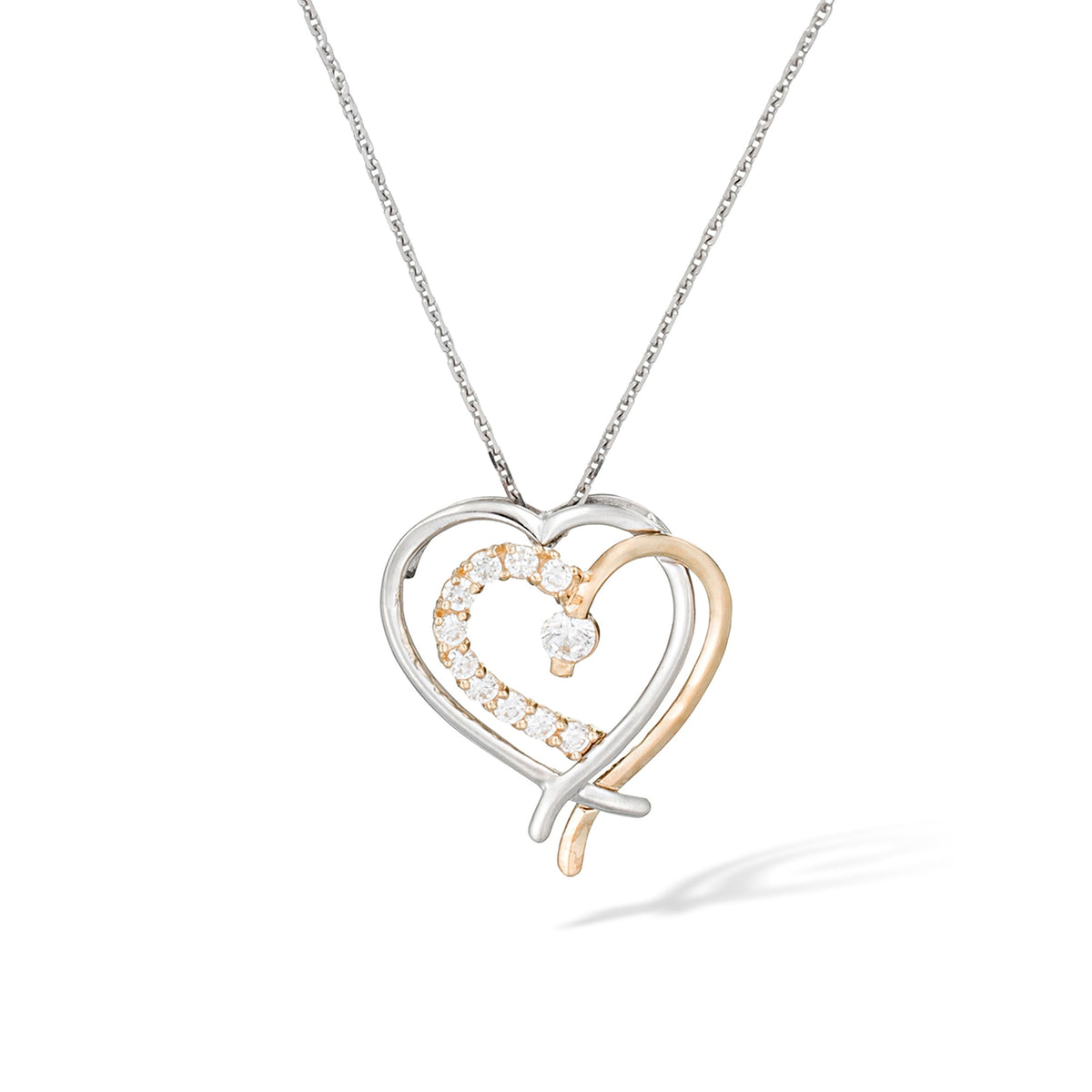 "Coup De Coeur" Pendant Bicolour Gold 375/1000 And Zirconium