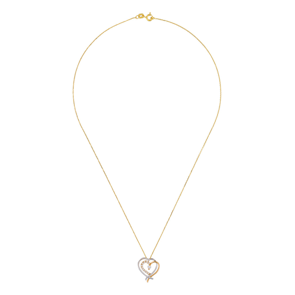 Pendentif "Coup De Coeur" Or Jaune, Or Blanc 375/1000 Et Zirconium