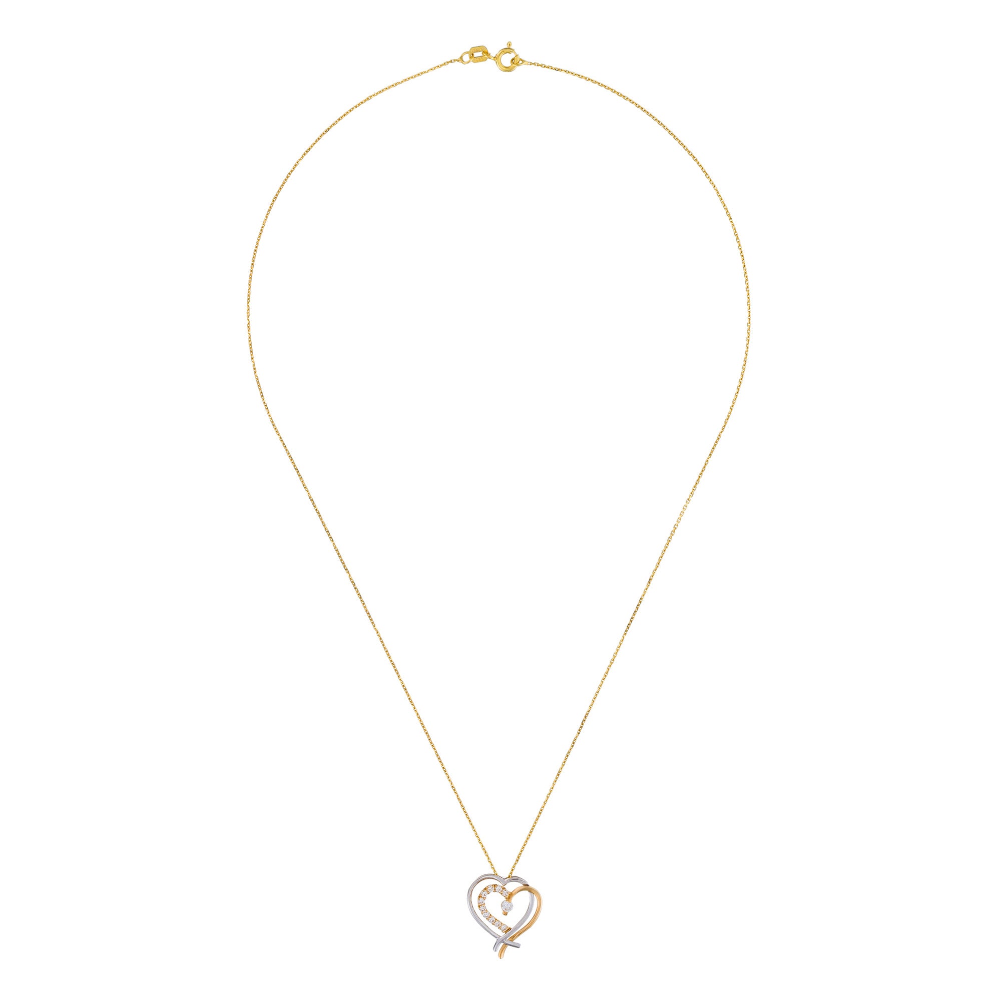 Pendentif "Coup De Coeur" Or Jaune, Or Blanc 375/1000 Et Zirconium