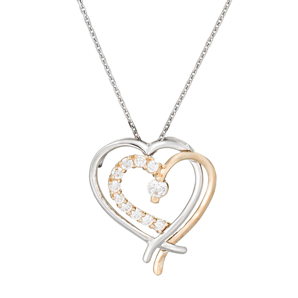 Pendentif "Coup De Coeur" Or Jaune, Or Blanc 375/1000 Et Zirconium