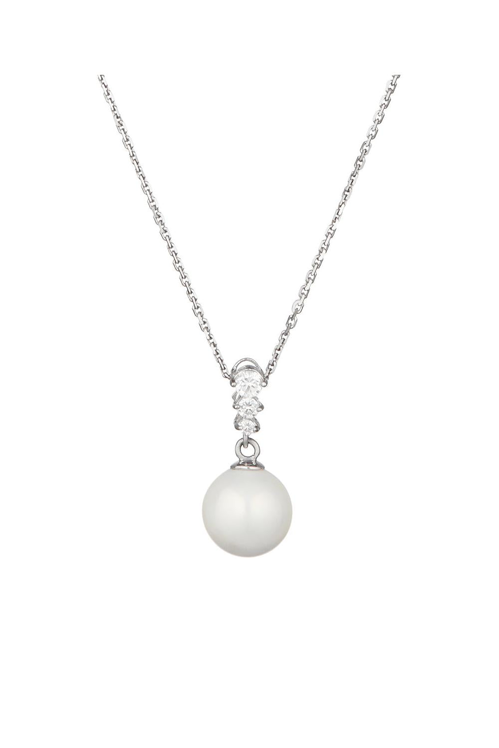 “Clarté” Pendant 375/1000 White Gold White Pearl And Zirconium
