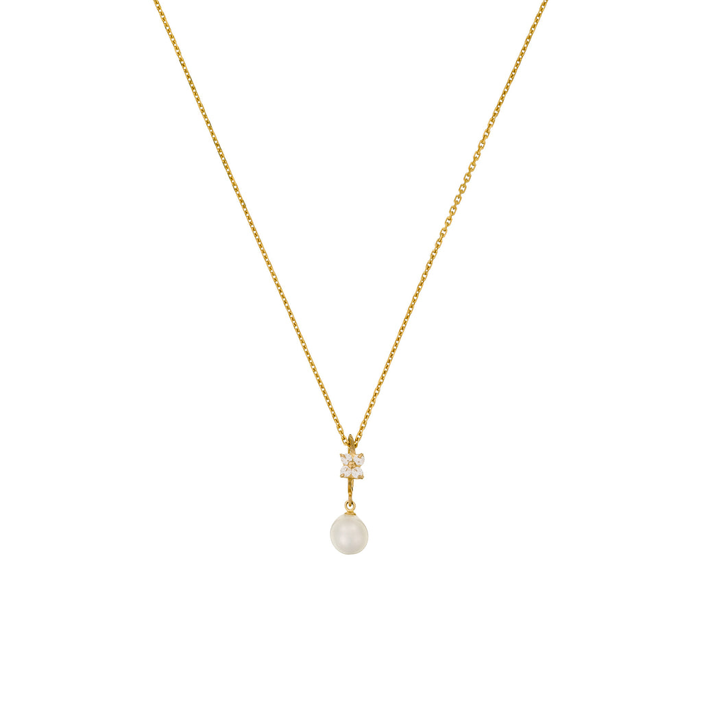 Pendentif "Gift" Or Jaune 375/1000 Perle Blanche Et Zirconium