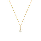 Pendentif "Gift" Or Jaune 375/1000 Perle Blanche Et Zirconium