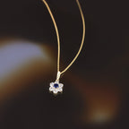 “Mystique” Pendant 375/1000 Yellow Gold And Blue Zirconium