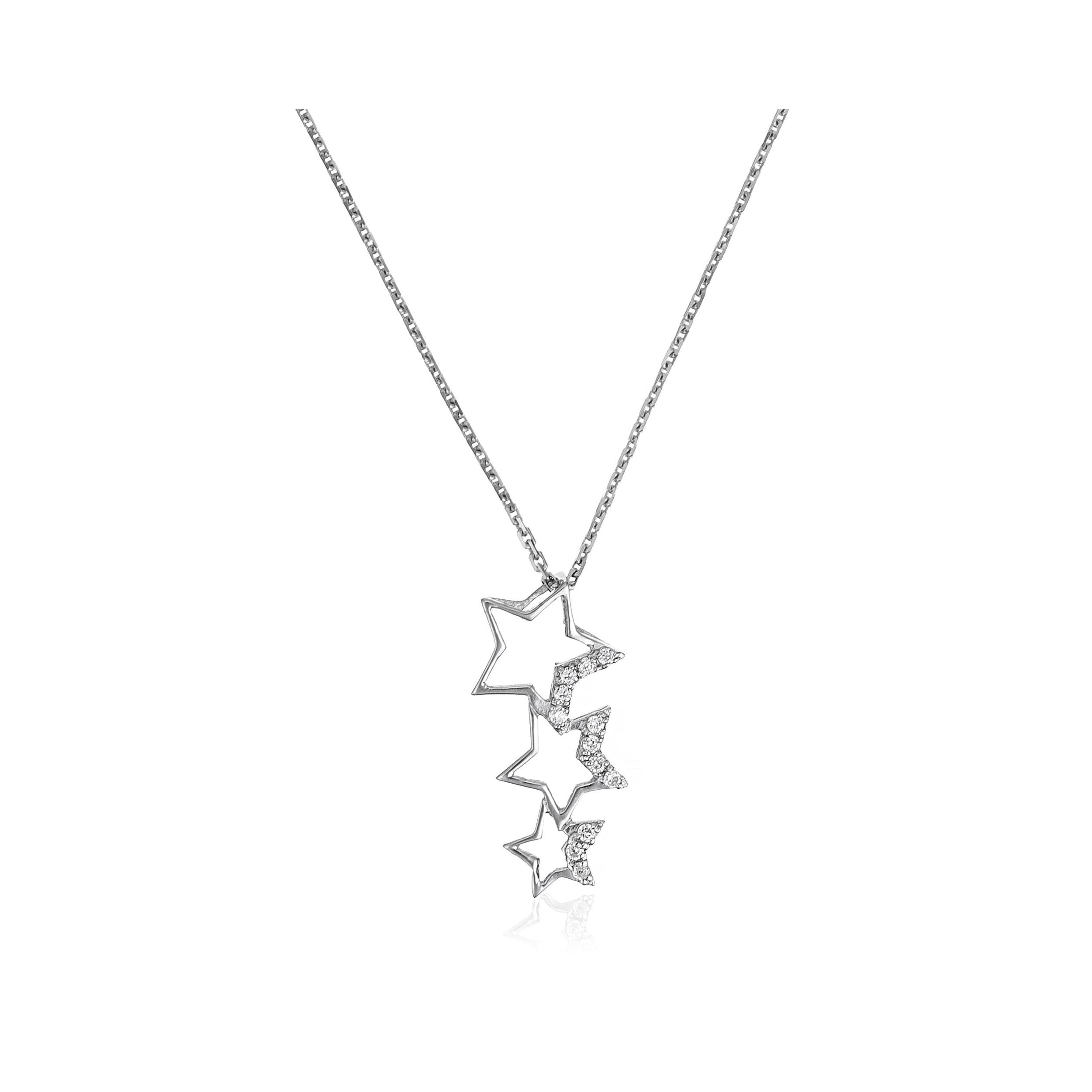 “Constellation” Pendant 375/1000 White Gold And Zirconium
