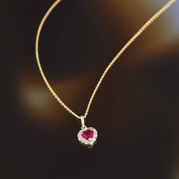 Pendentif "Embrasé" Or Jaune 375/1000 Et Zirconium Rouge