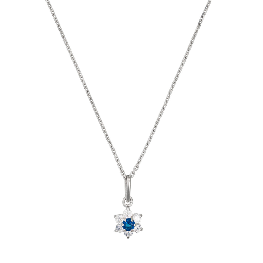 Colgante "El Mensajero Azul" - Oro blanco 375/1000 y circonio azul