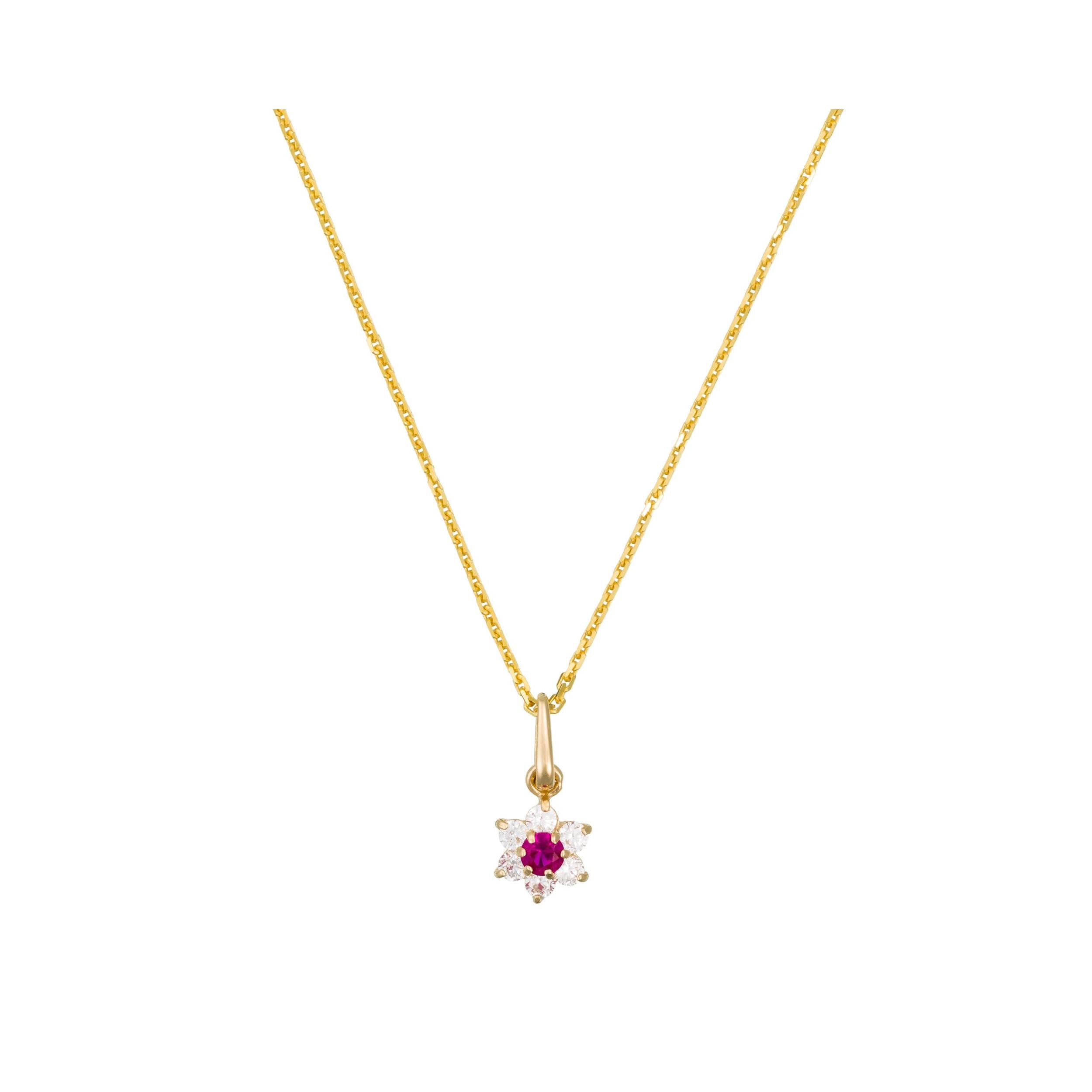 Pendant "The Red Messenger" 375/1000 Yellow Gold And Red Zirconium