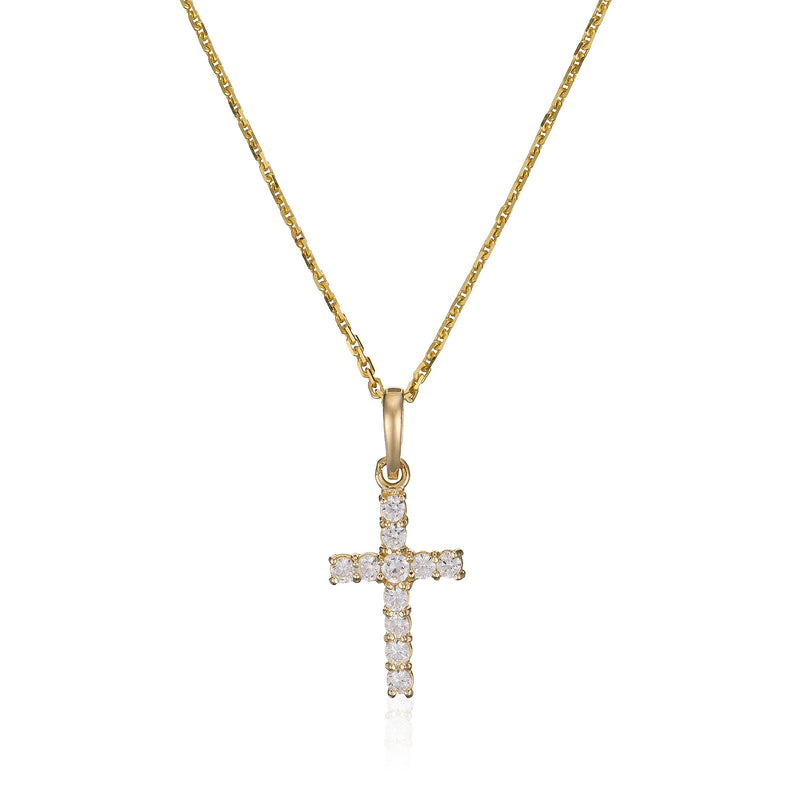 Pendentif "Croix Vérité" - Or Jaune 375/1000 Et Zirconium