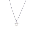Colgante "Phenix" Oro blanco 375/1000 Perla blanca y Circonio