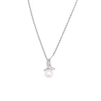 Colgante "Phenix" Oro blanco 375/1000 Perla blanca y Circonio