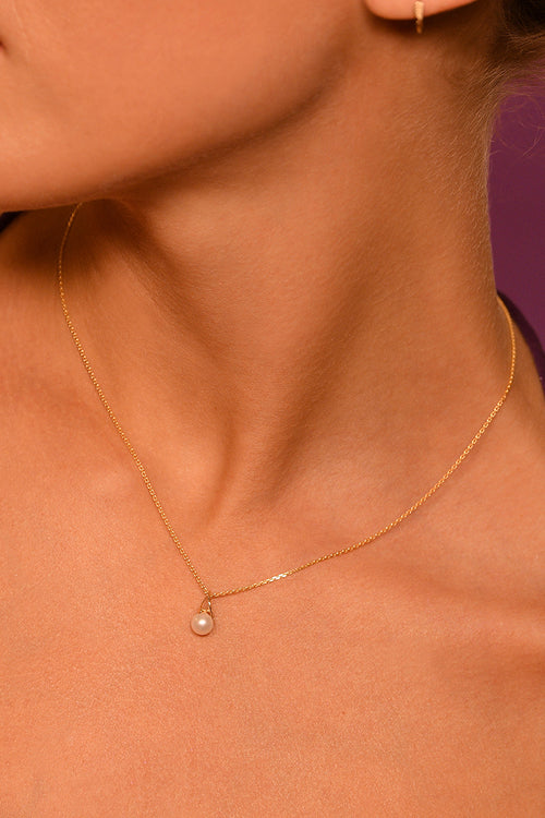 Phenix Pendant - Yellow Gold White Pearl And Zirconium