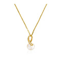 Pendentif "Phenix" Or Jaune 375/1000 Perle Blanche Et Zirconium