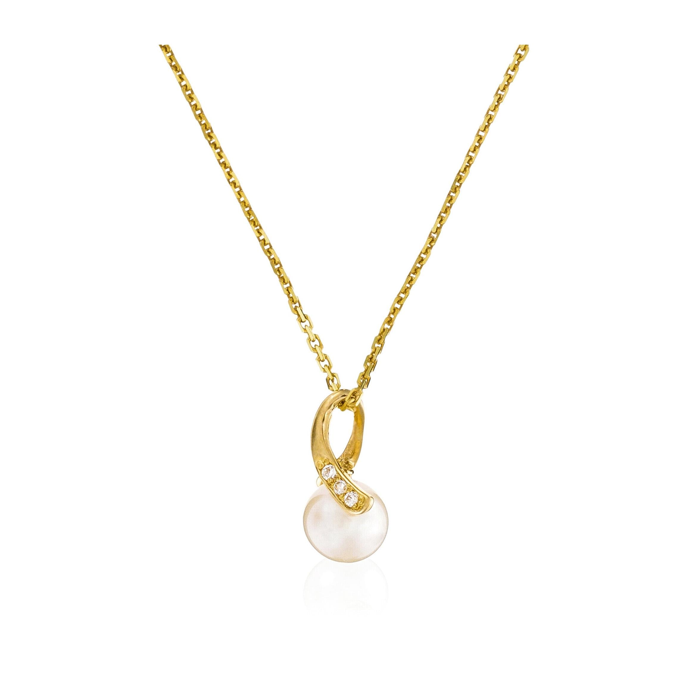 Pendentif "Phenix" Or Jaune 375/1000 Perle Blanche Et Zirconium
