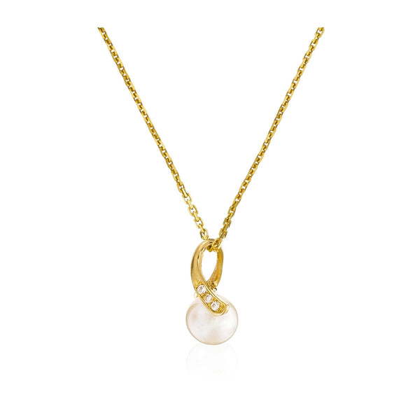 Pendentif "Phenix" Or Jaune 375/1000 Perle Blanche Et Zirconium
