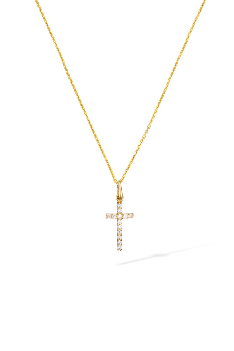 Anhänger "Croix Promise" 375er Gelbgold und Zirkonia