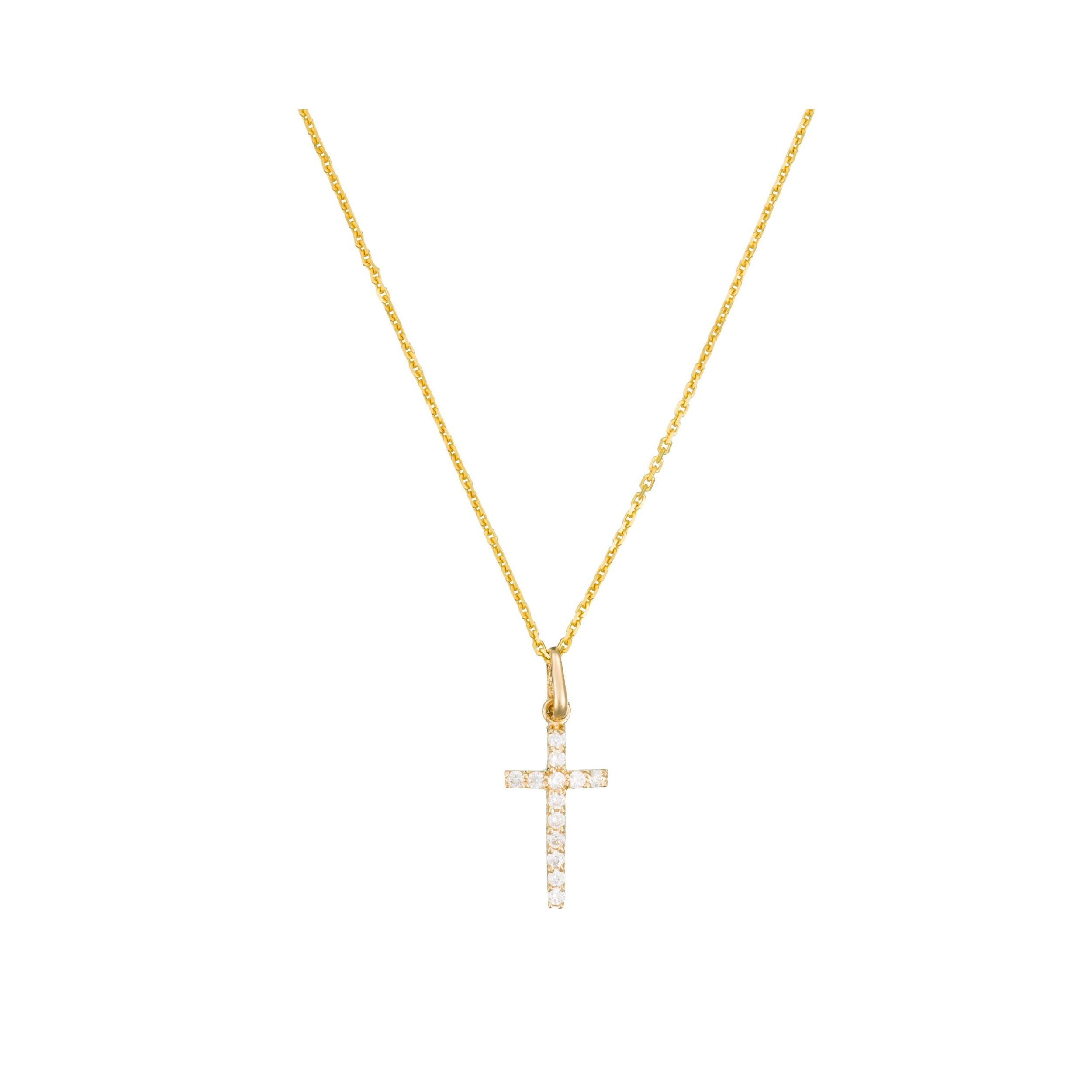 Pendentif "Croix Promise" Or Jaune 375/1000 Et Zirconium