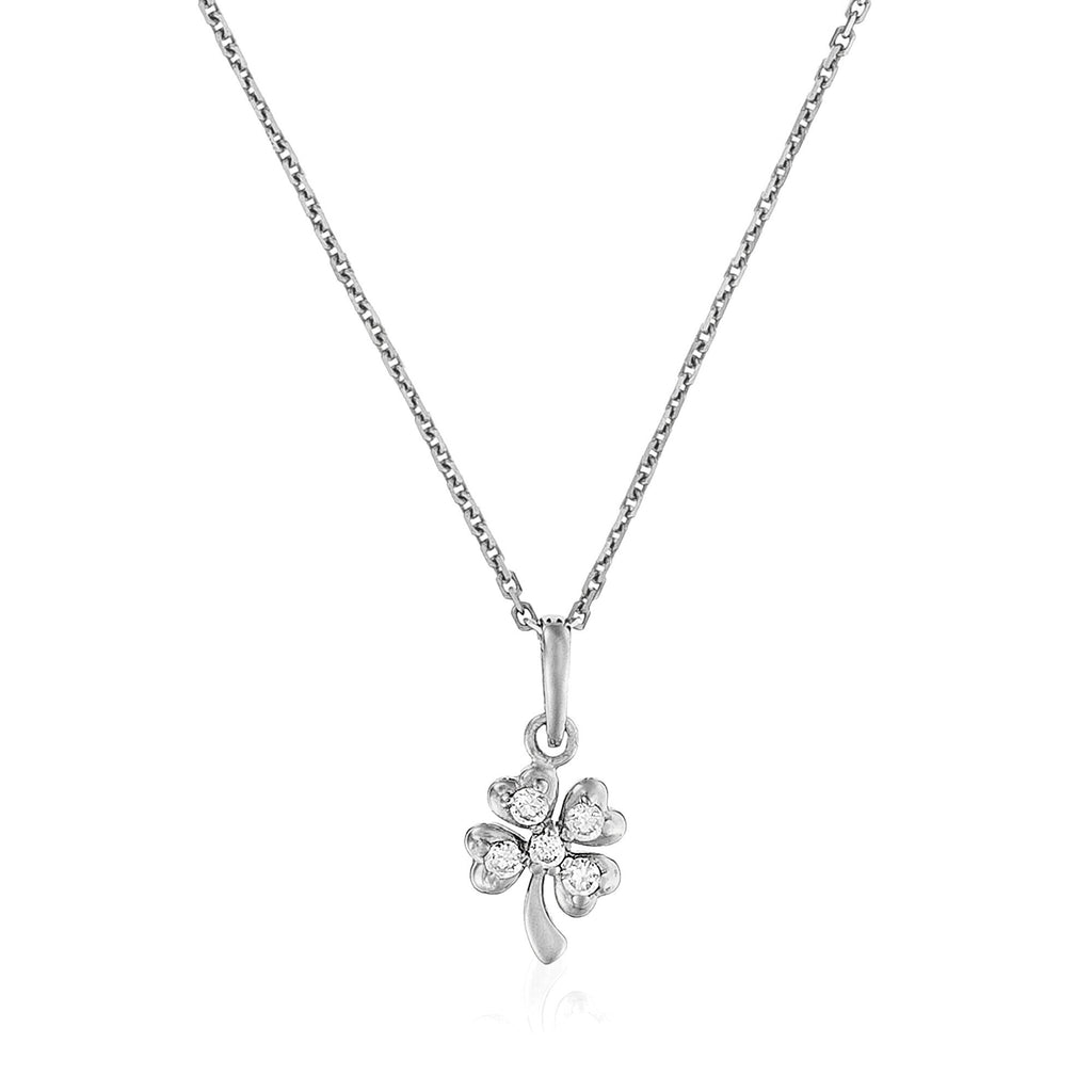 Colgante “Pequeño Trébol” – Oro blanco 375/1000 y Circonio