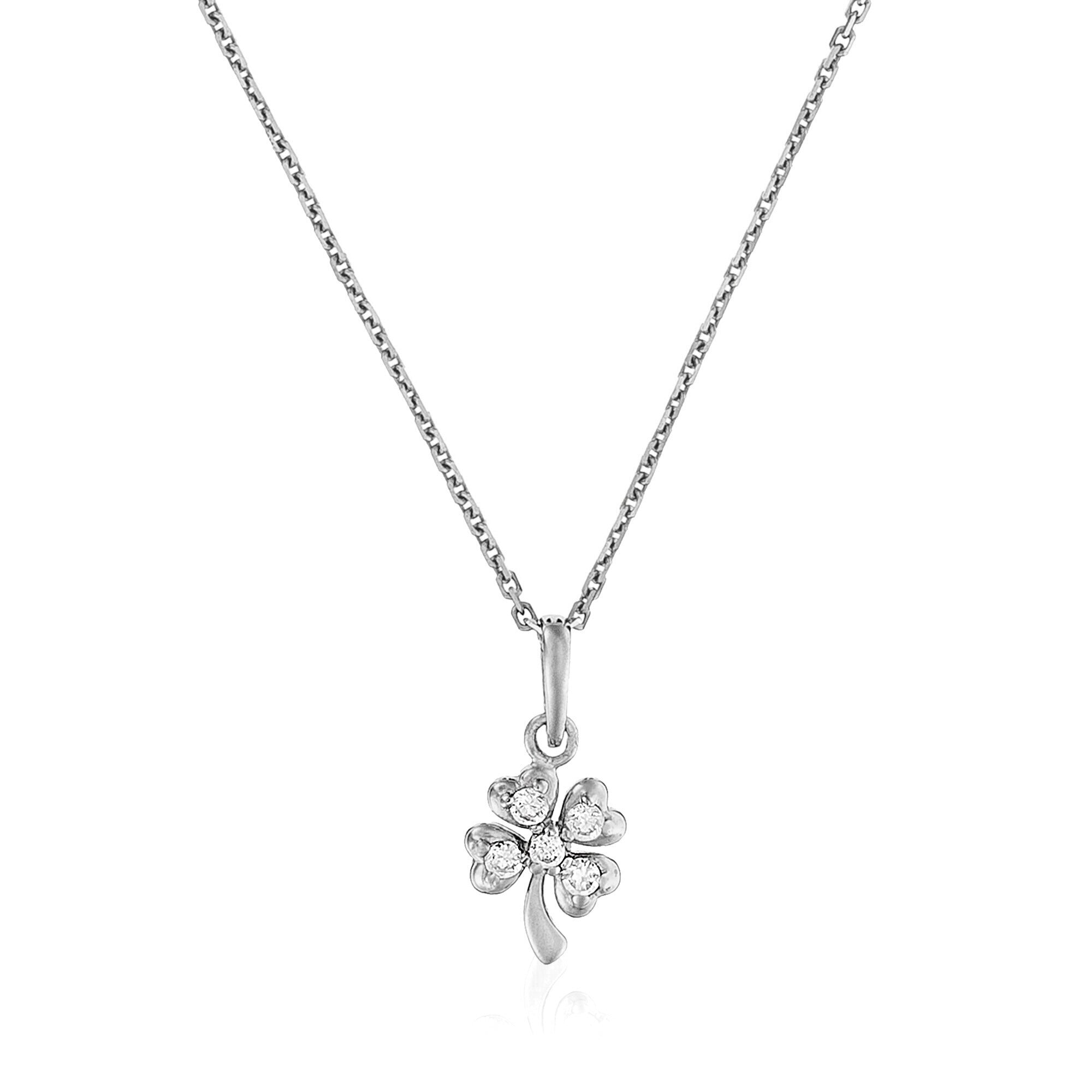 Colgante “Pequeño Trébol” – Oro blanco 375/1000 y Circonio