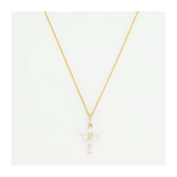 “Light Cross” Pendant 375/1000 Yellow Gold And Zirconium