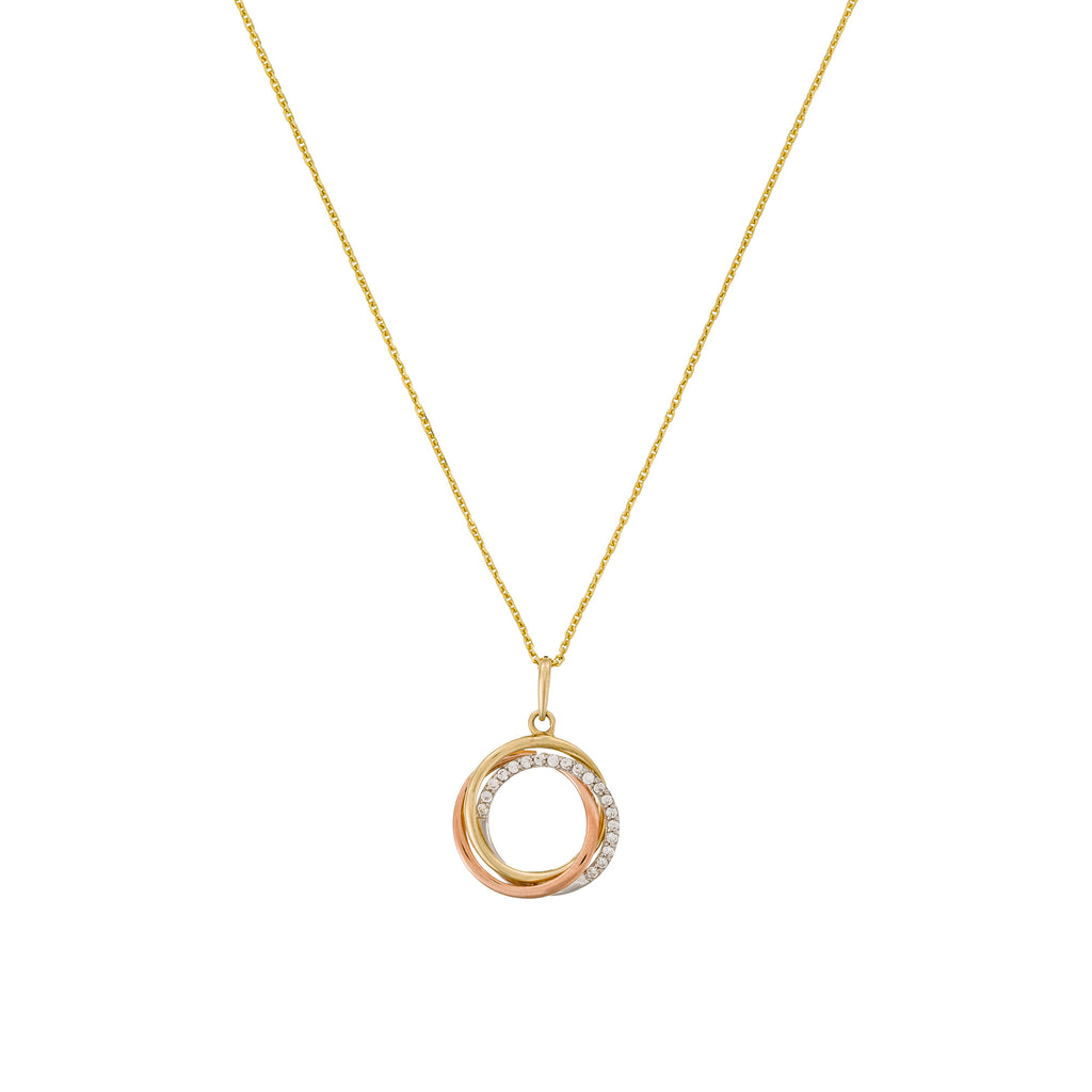 Pendentif "Cercle Trio" Or Tricolore 375/1000