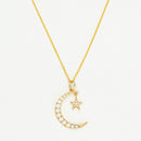Pendentif "Lune Etoile" - Or Jaune 375/1000 Et Zirconium