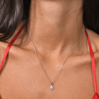 Pendentif " Goutte Brillante" Or Blanc 375/1000 Et Zirconium